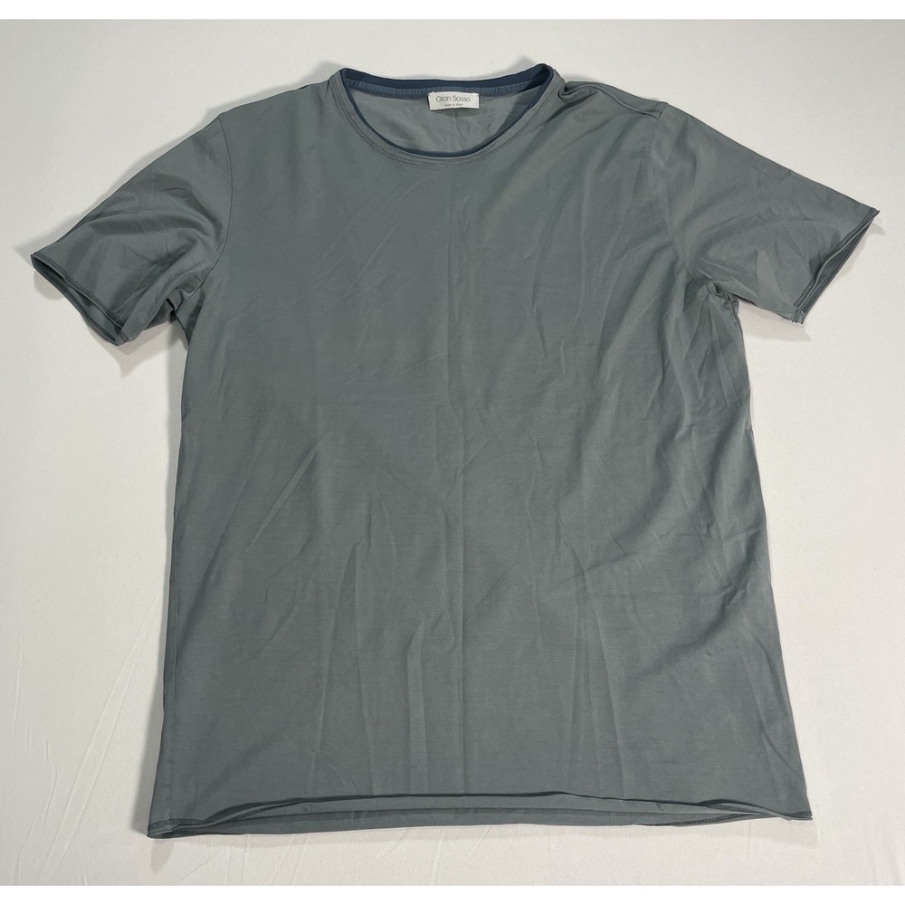 Gran Sasso Crew Neck T Shirt Short Sleeve‎ Size 52 In Gray W/ Blue